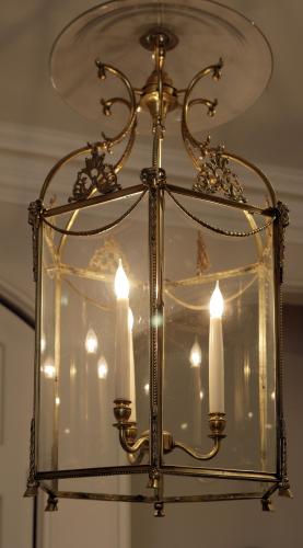 Antique, Fine Quality Nineteenth Century Gilt Metal Hall Lantern