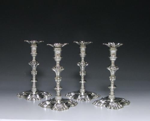 Georgian silver cast candlesticks George Boothby 1753