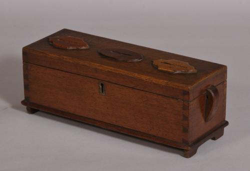 S/3593 Antique Treen 19th Century Mahogany Money Box