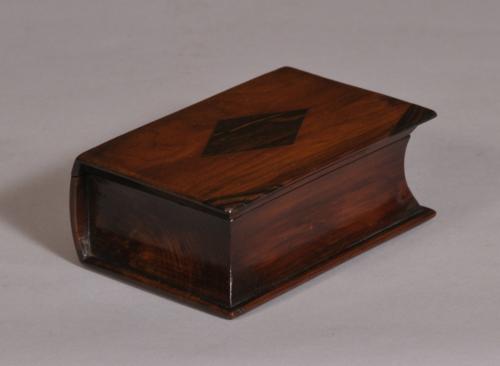 S/3595 Antique Treen 19th Century Yew Wood Book Box
