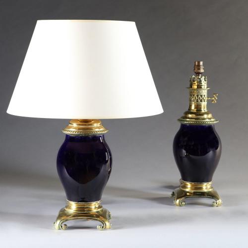 A Pair of Sevres Porcelain Lamps