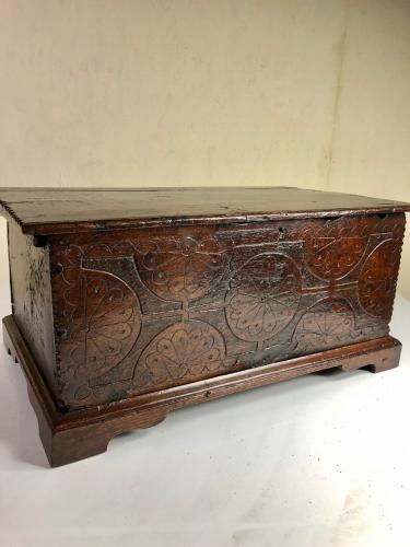 Small Well Carved Oak Coffer