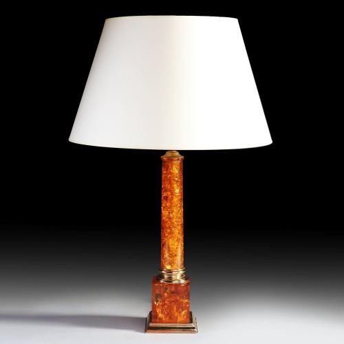 An Amber Resin Columnm Lamp