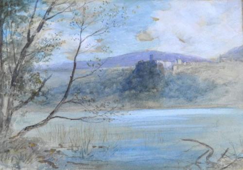 John MacWhirter, RA - Lake Nemi, Italy - watercolour