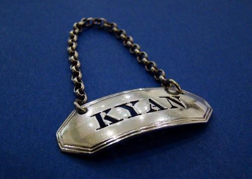 George III Silver Pierced 'KYAN' Sauce/Cruet Label