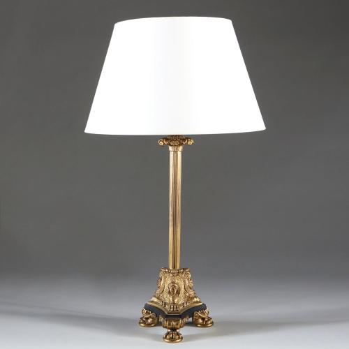 A Fine Brass Column Lamp