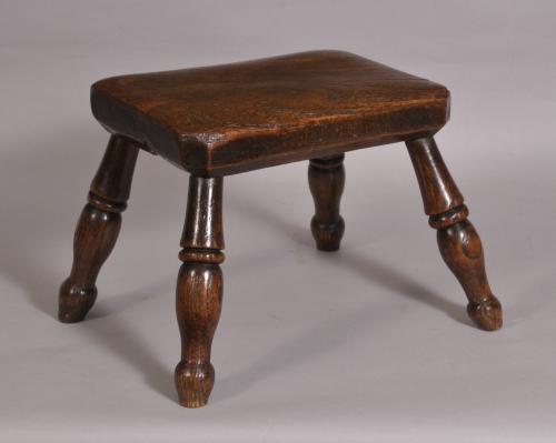 S/3631 Antique 19th Century Elm and Ash Stool