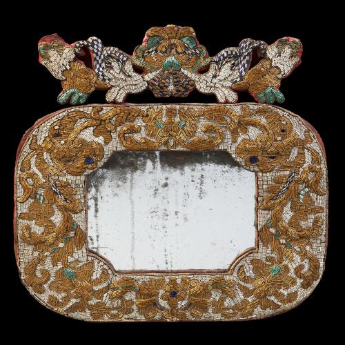 A Rare Late 17th Century Bead Work Mirror