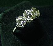Platinum & Diamond Three Stone Diamond Ring c1950