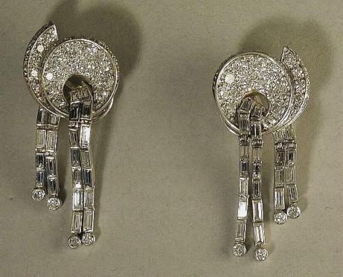 Platinum & Diamond Earrings c1940