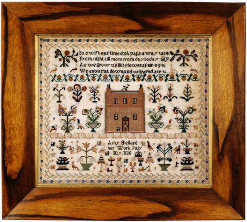 Attractive 19th century 'House sampler' worked by Amy Shellard in 1836