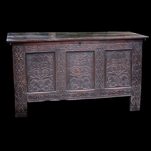 English carved Oak “Great Chest”, from East Devon, circa 1650