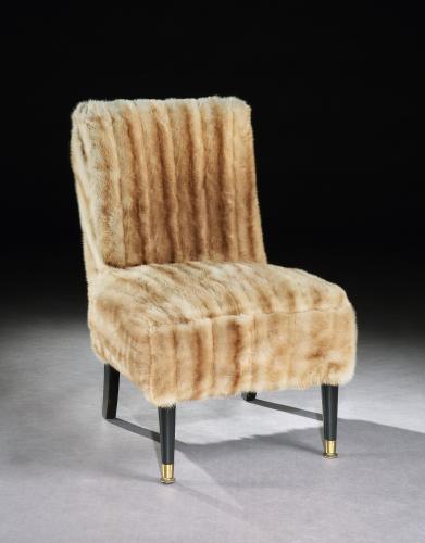 A mid-20th century sidechair upholstered in mink
