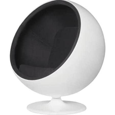 Eero Aarnio c1963, white fibreglass ball chair with grey upholstery