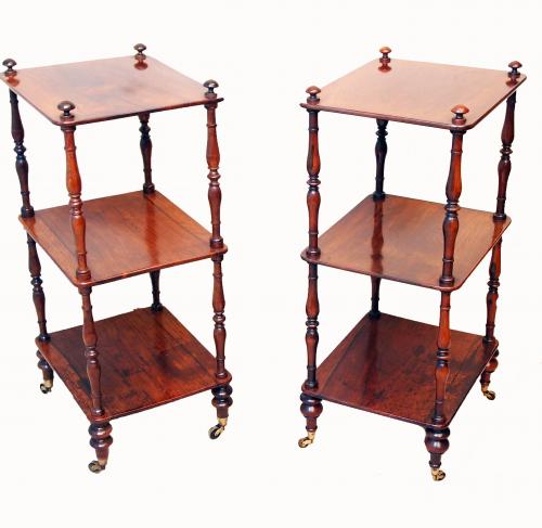 19th Century Rosewood Matched Pair Of Small Whatnots