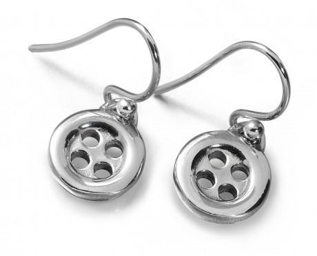 Sterling Silver Button Small Drop Earrings