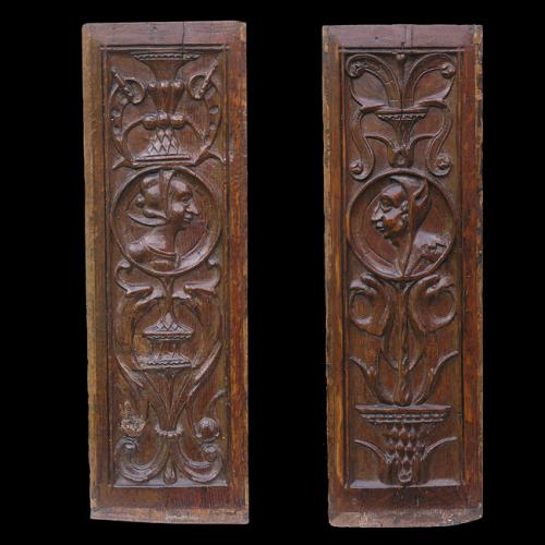 Pair of French Oak Carved Panels, circa 1550