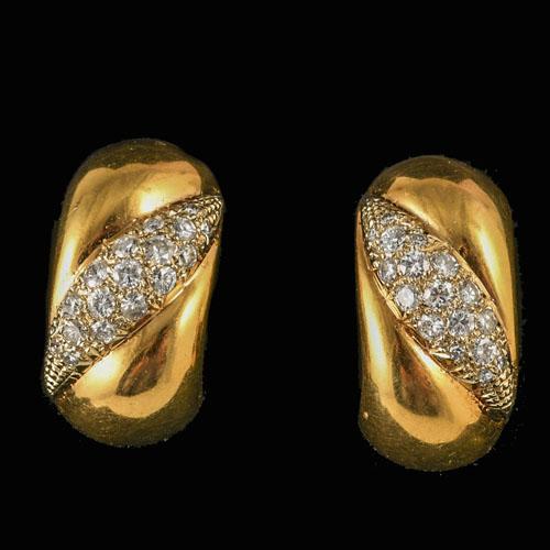 Gold diamond wearable  clip earrings