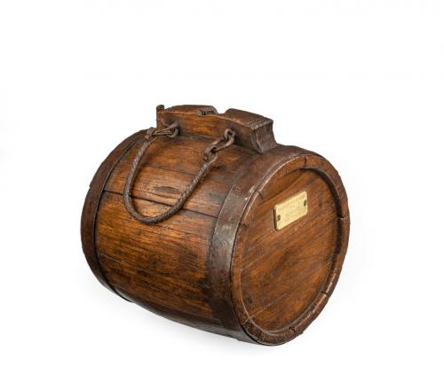 An oak water keg from San Josef captured at the Battle of Cape St. Vincent