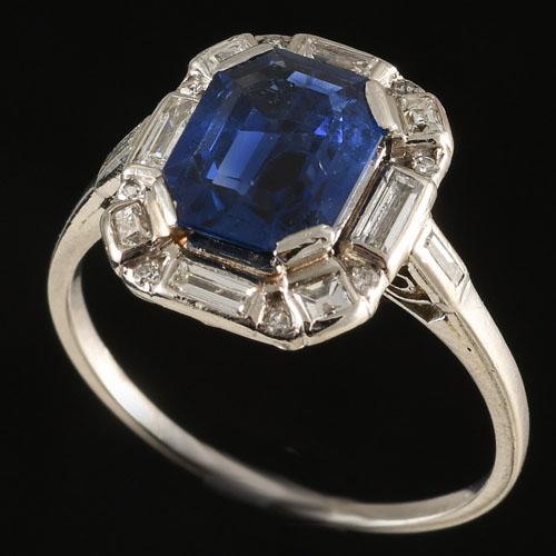 Burmese Sapphire Art Deco Ring