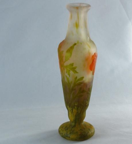 Daum cameo glass vase with applied flowers