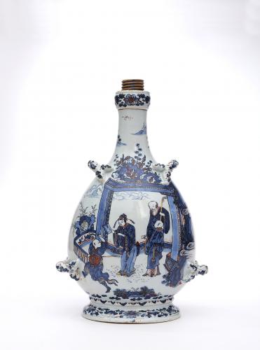 A Mixed Technique Dutch Delft Pilgrim Bottle