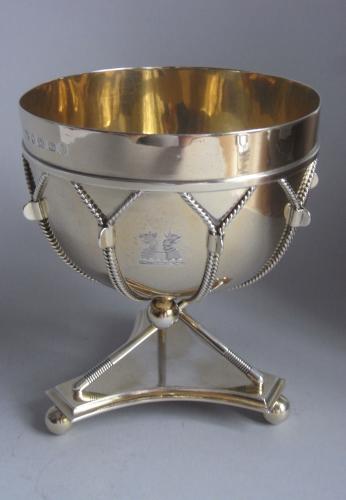 An Extremely Rare Sivler Gilt Kettle Drum Bowl made in Birmingham in 1878 by Frederick Elkington