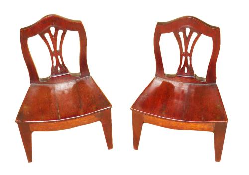 Rare 18th Century Pair Of Miniature Mahogany Chairs