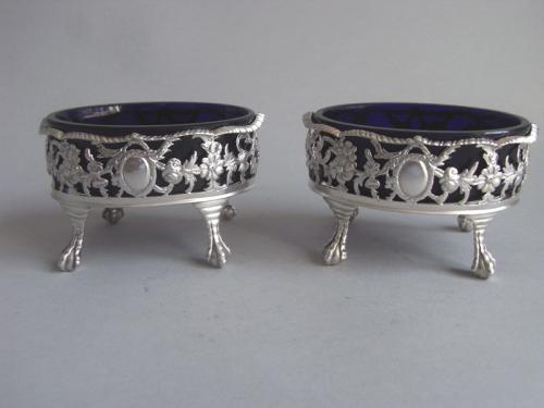 A Very Fine Pair of George IV Cast Salt Cellars made in London in 1823 by Charles Fox