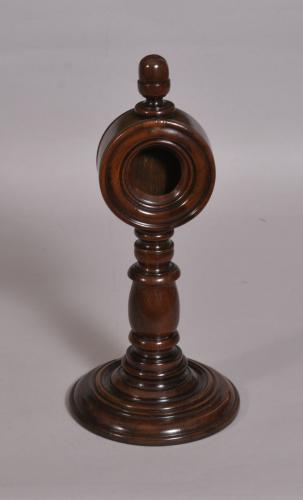 S/3729 Antique Treen 19th Century Yew Wood Watch Stand