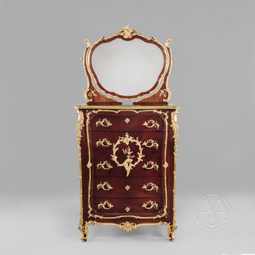 Louis XV Style Gilt Bronze Mounted Mahogany Coiffeuse