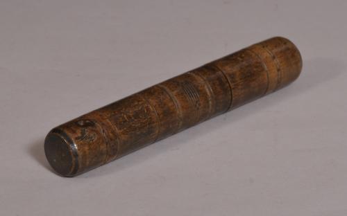 S/3738 Antique Treen 19th Century Beech Sail Maker's Needle Case