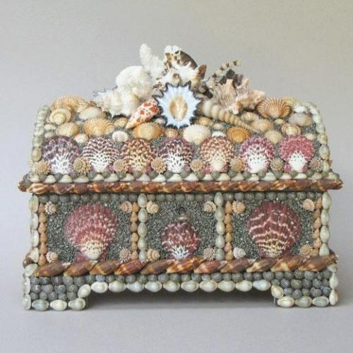 Shell Encrusted Casket With Domed Lid