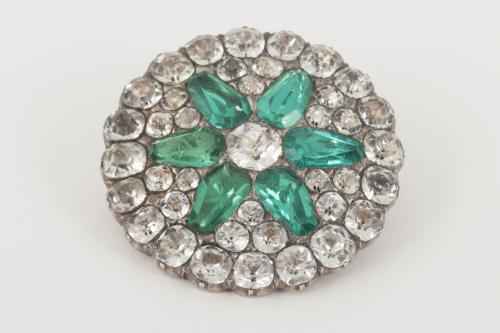 Antique Georgian Cluster Brooch of Green & White Paste set in Silver, English circa 1825