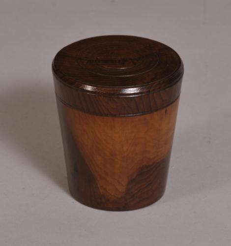 S/3744 Antique Treen 19th Century Glass Tumbler in a Cedar Wood Case