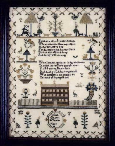 An attractive house sampler, by Sarah Williams. Age 16