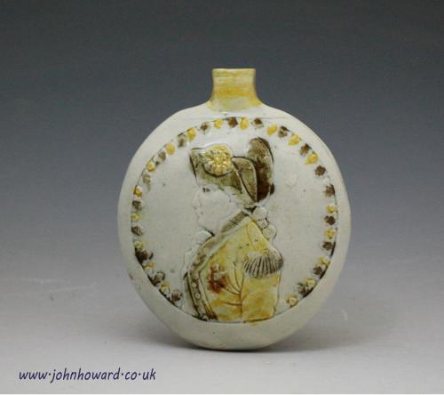 English pottery Prattware spirit flask commemorative circa 1795