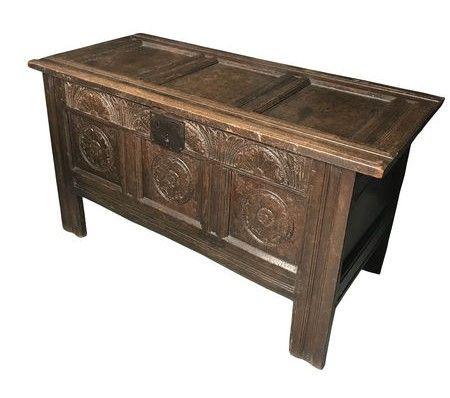 Small Oak Carved Coffer, 17th Century