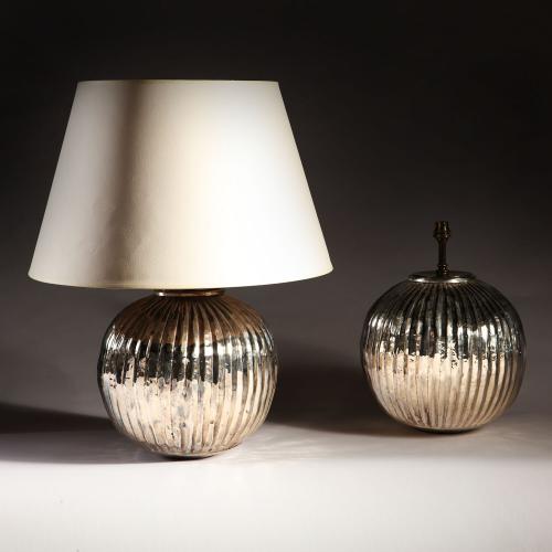 A Pair of Midcentury Silver Gadrooned Lamps