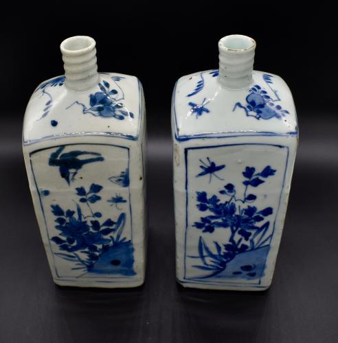 A Pair of Wanli Period Square Bottle Vases