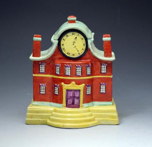 Early Staffordshire pottery pastille burner in the form of a mansion circa 1820