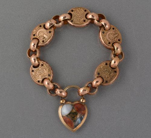 15ct gold victorian Scottish agate bracelet