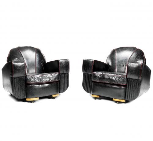 A pair of Art Deco club armchairs