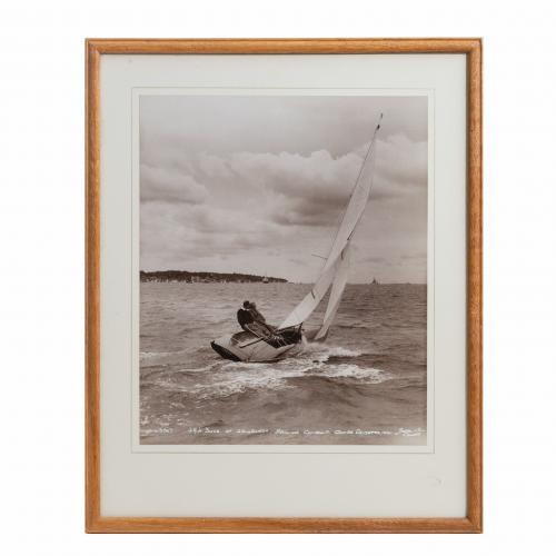 An original Beken photograph of HRH Duke of Edinburgh sailing cowslip