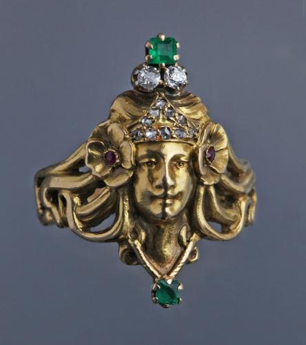 Art Deco Ring, Gold Ruby and Diamond | BADA