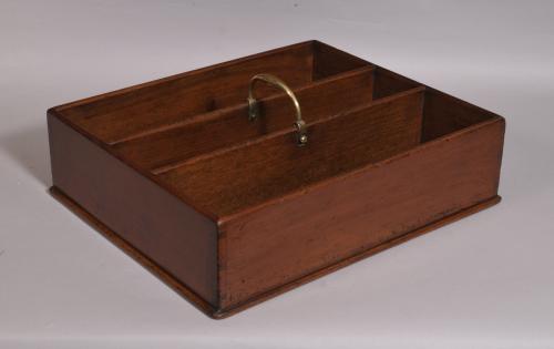 S/3795A Antique Early 19th Century Large Mahogany Cutlery Tray
