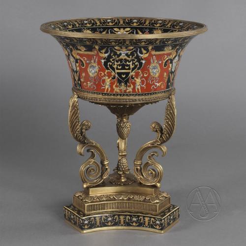 A Fine Renaissance Style Porcelain Coupe in the Manner of Gien