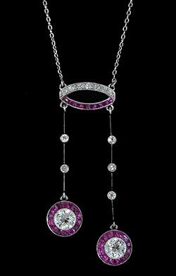 Art Deco negligee natural Burmese ruby diamond platinum pendant