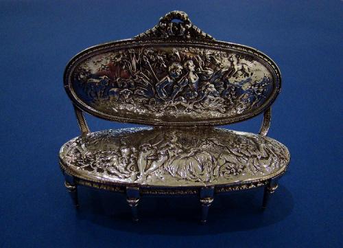 Victorian Cast Silver Miniature Settee/Sofa