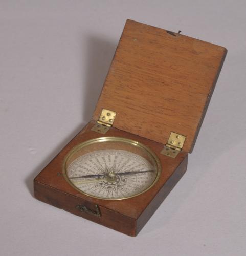 S/3813 Antique 19th Century Mahogany Cased Explorer's Compass